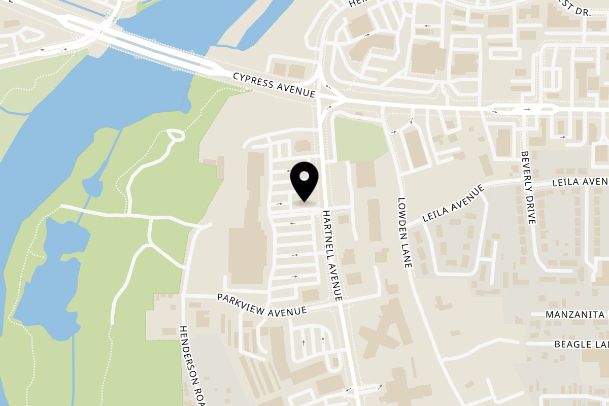 Map showing the location of Burrito Bandito Hartnell on 66 Hartnell Ave in Redding